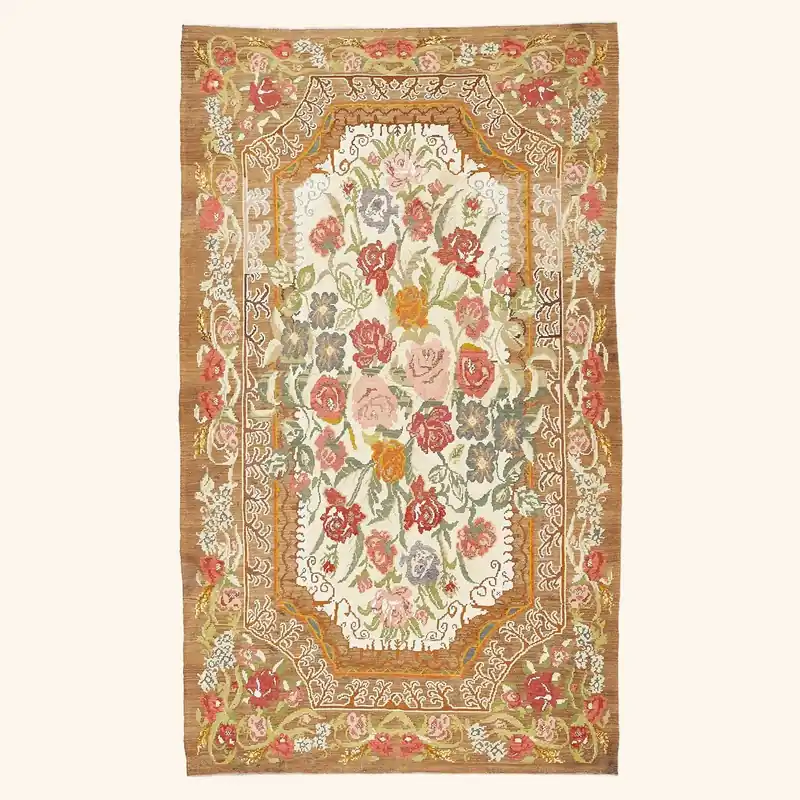 Multicolored Turkish Flatweave Wool Rug - 7'8" x 13'