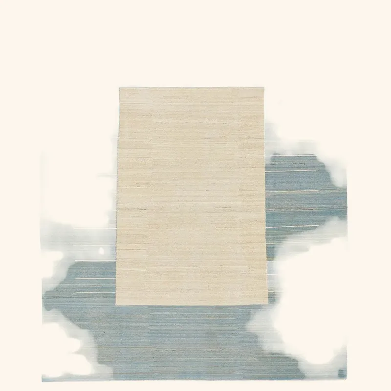 Blue Turkish Flatweave Wool Rug - 8' x 8'5"