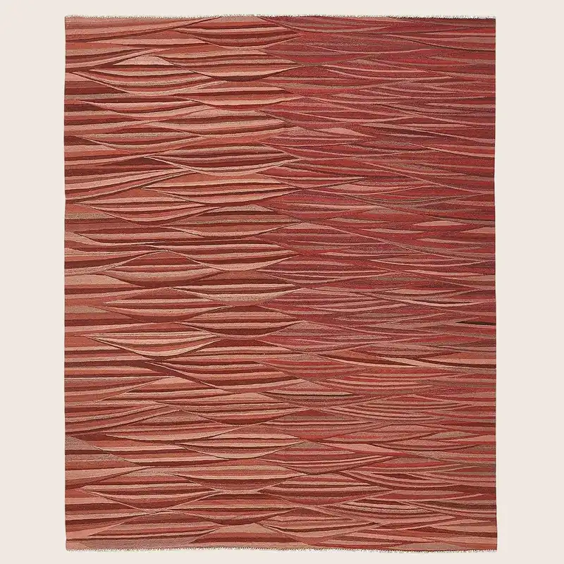 Red Turkish Flatweave Wool Rug - 7'11" x 9'9"