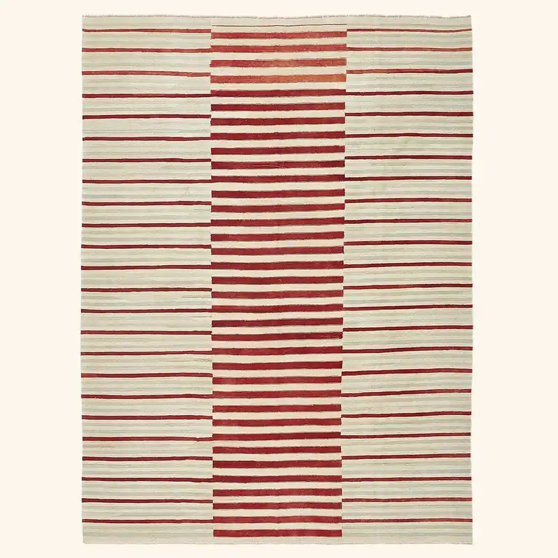 Beige Turkish Flatweave Wool Rug - 8'6" x 11'9"