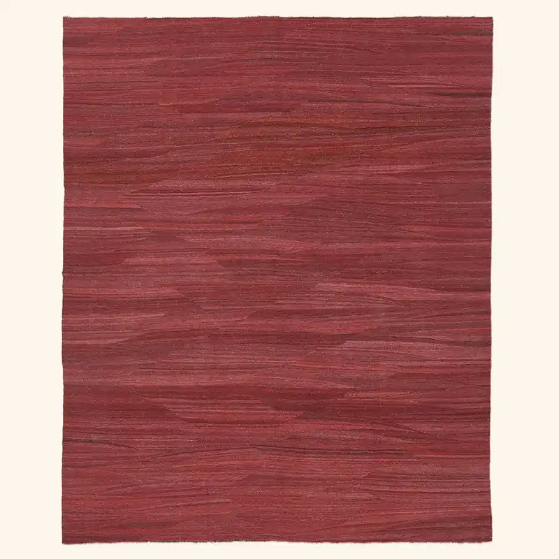Red Turkish Flatweave Wool Rug - 8'2" x 9'11"