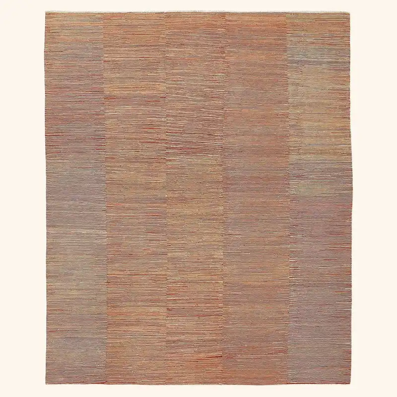 Red Turkish Flatweave Wool Rug - 7'10" x 9'9"