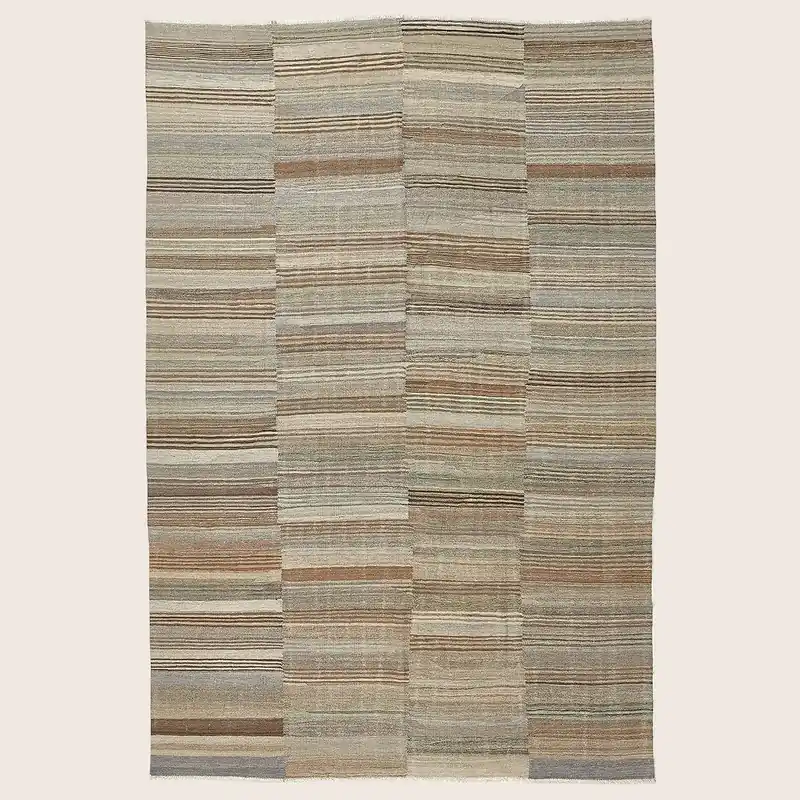 Beige Flatweave Wool Rug - 7'9" x 11'5"