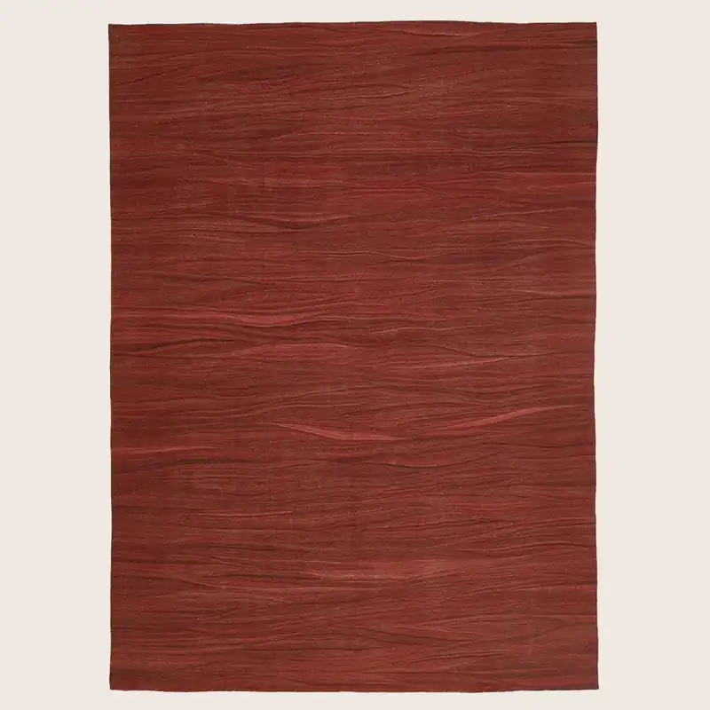 Red Turkish Flatweave Wool Rug - 10'1" x 13'