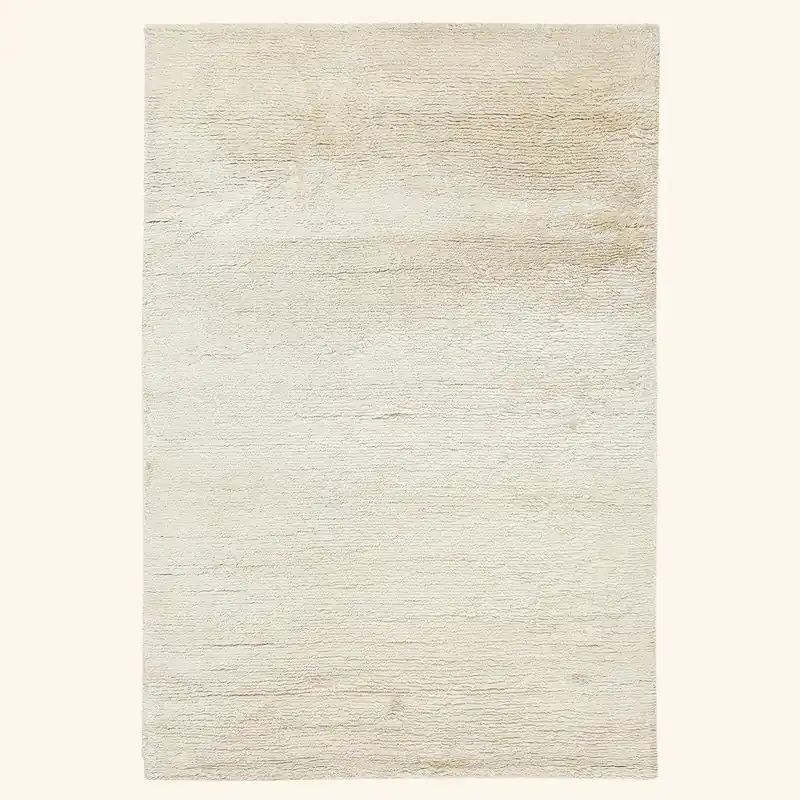 White Textured Cashmere and Wool Rug - 6' x 9'