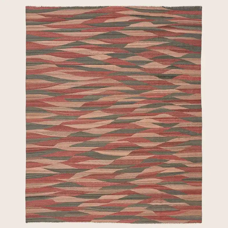 Red Turkish Flatweave Wool Rug - 8'1" x 9'11"