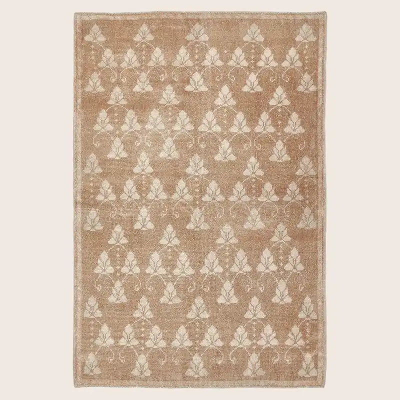 Brown Vintage Traditional Wool Rug - 3'8" x 5'5"