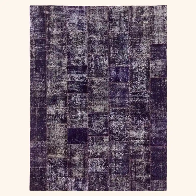 Purple Patchwork Samsara Wool Rug - 8'11" x 12'2"