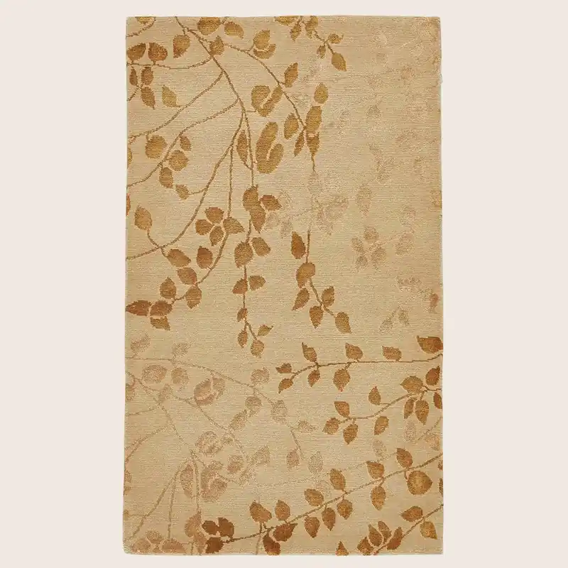 Beige Transitional Tibetan Wool Rug - 2' x 4'