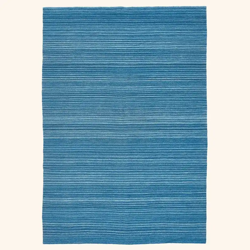 Blue Flatweave Wool Rug - 5'7" x 7'11"