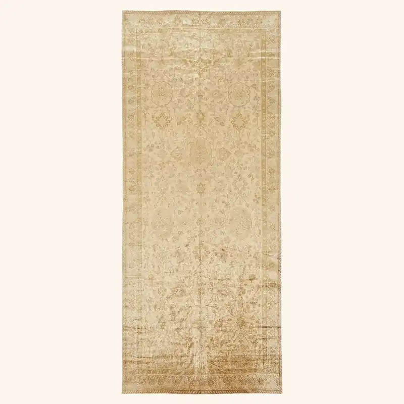 Beige Traditional Silk Runner - 5'11" x 14'7"