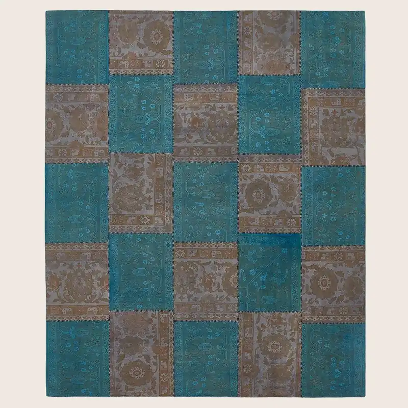 Blue Samsara Patchwork Wool Rug - 8'6" x 10'4"