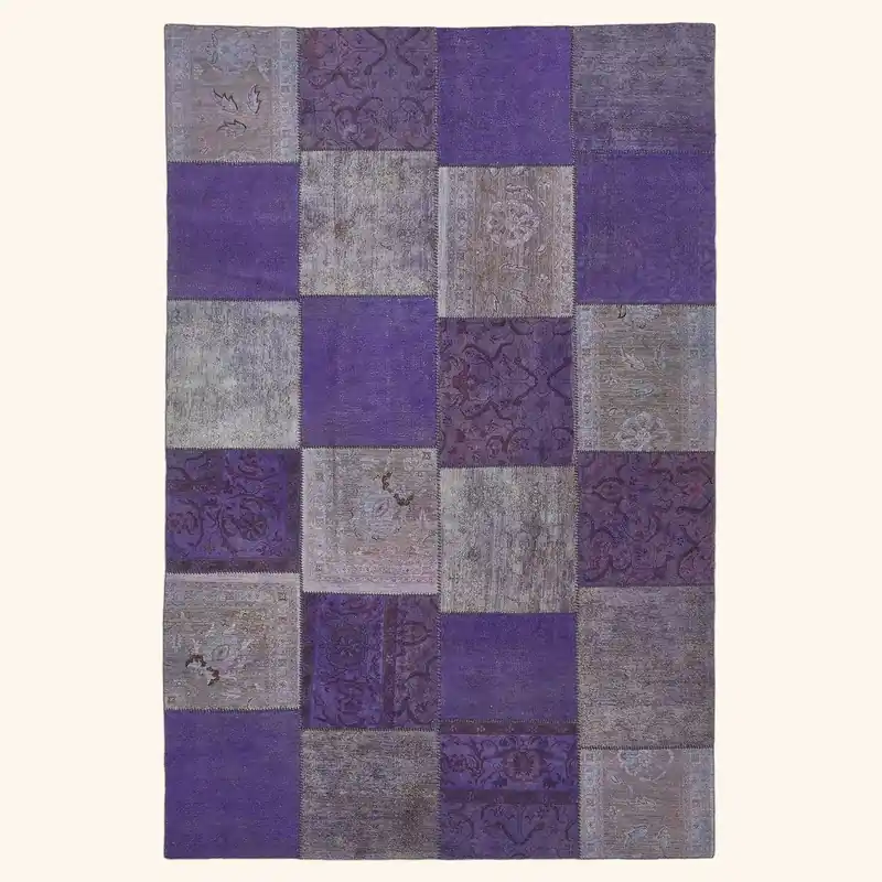 Purple Samsara Patchwork Wool Rug - 8' x 12'2"