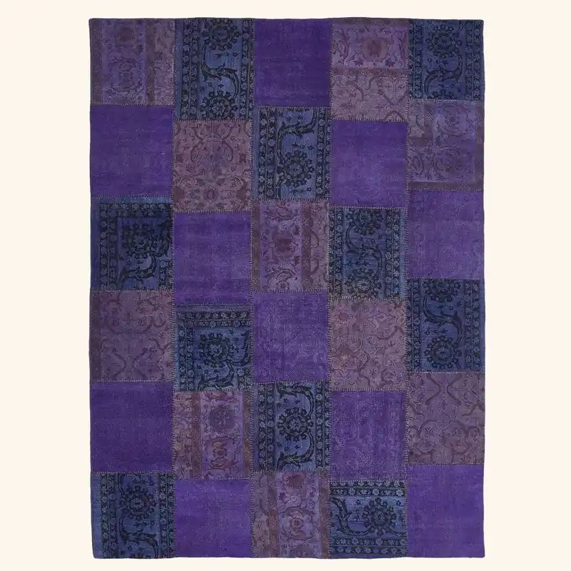Purple Samsara Patchwork Wool Rug - 8'11" x 12'2"