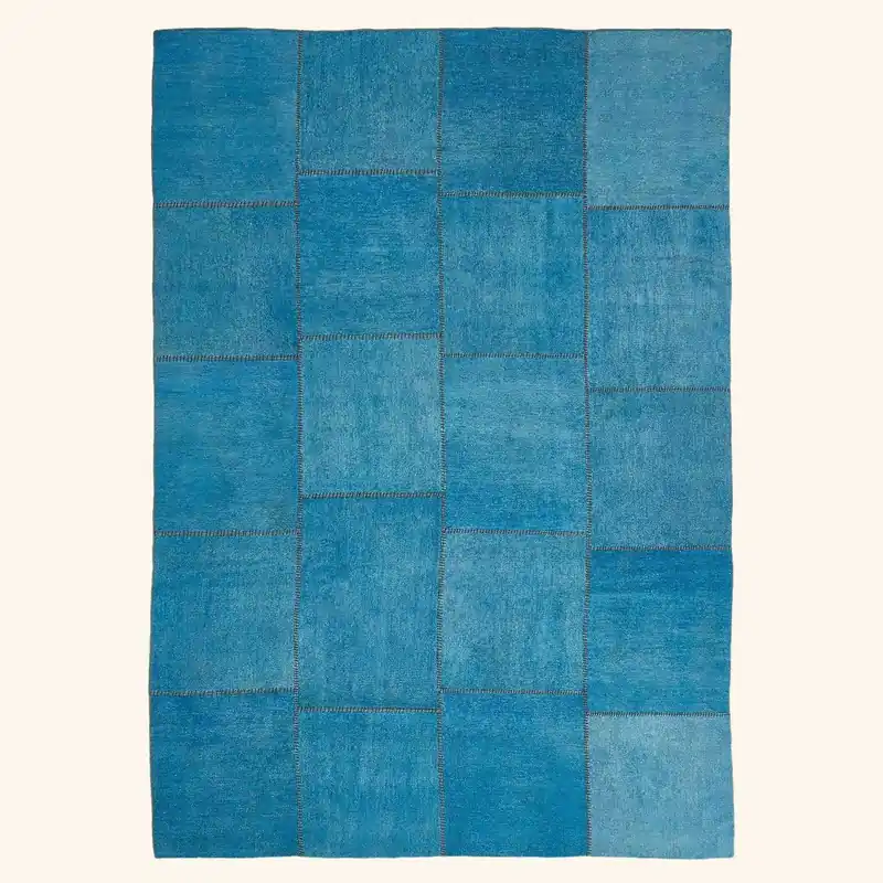 Blue Samsara Patchwork Wool Rug - 8'11" x 12'10"
