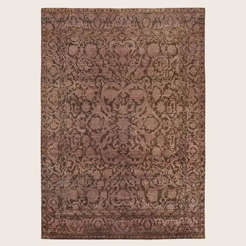 Brown Transitional Wool Silk Blend Rug - 7'8" x 10'11"