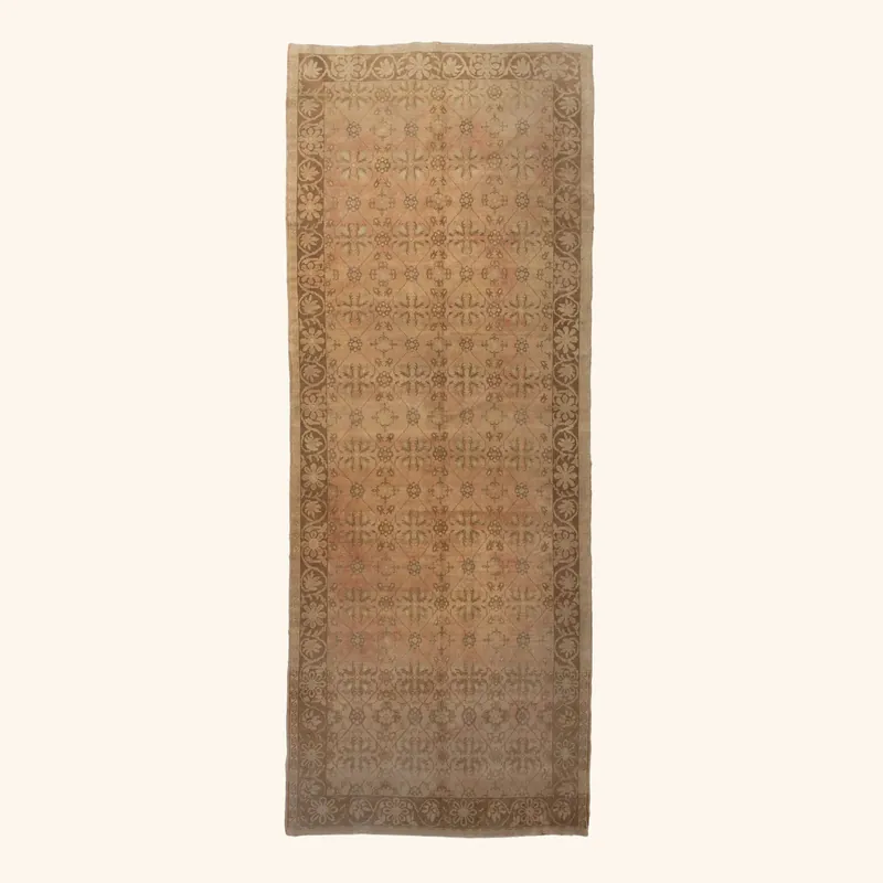 Beige Vintage Traditional Wool Runner - 4'1" x 12'11"