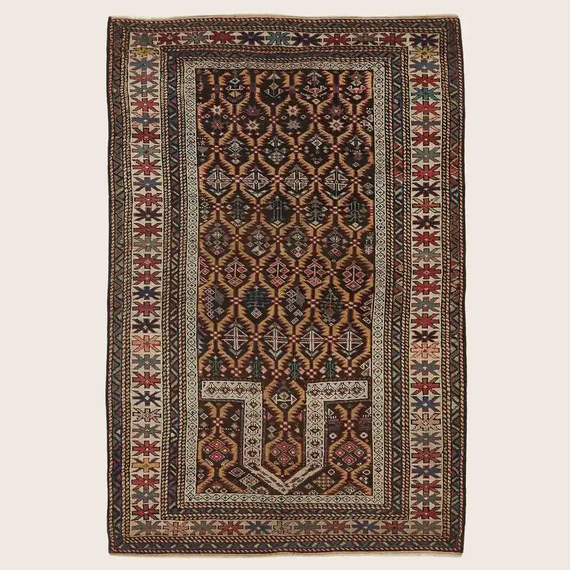 Brown Vintage Traditional Wool Rug - 3'2" x 4'8"