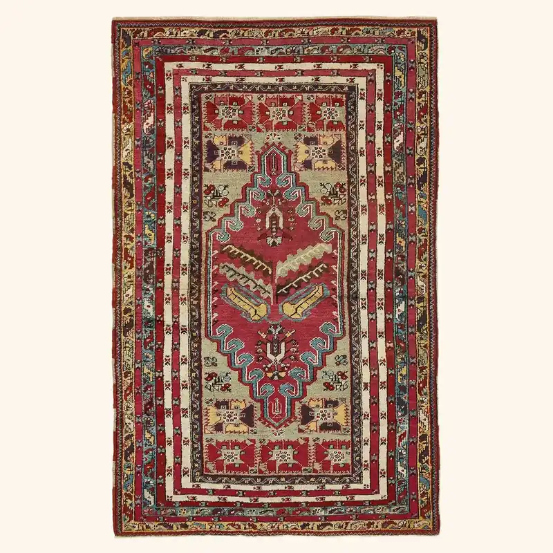 Multi Vintage Traditional Wool Rug - 3'7" x 6'