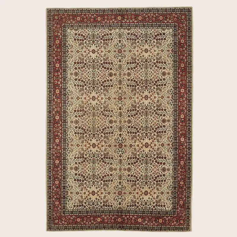 Cream Vintage Traditional Wool Rug - 7'9" x 12'