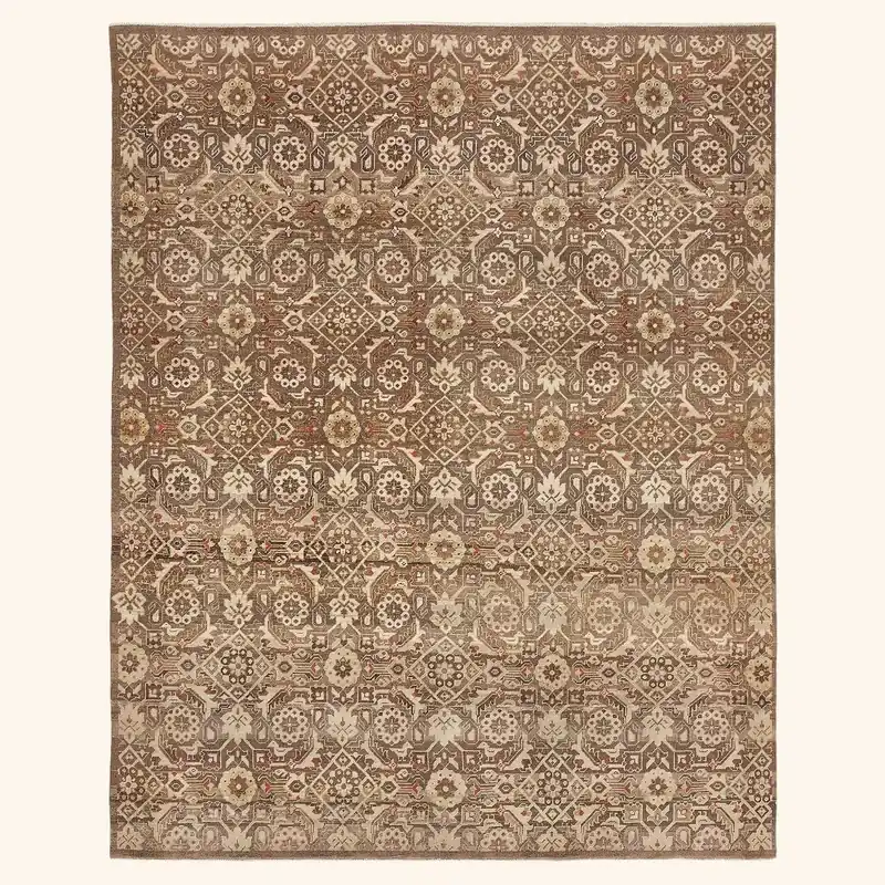 Brown Transitional Wool Rug - 7'11"x 10'