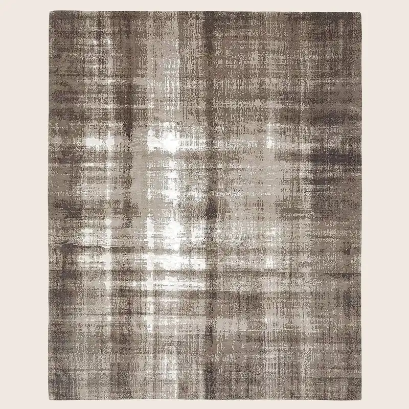 Brown Nu Vibrant Modern Tibetan Wool Rug - 8'1" x 10'2"
