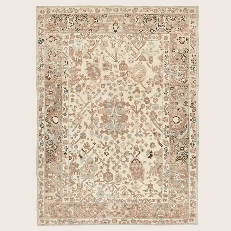 Beige Traditional Wool Rug - 8'1" x 10'11"