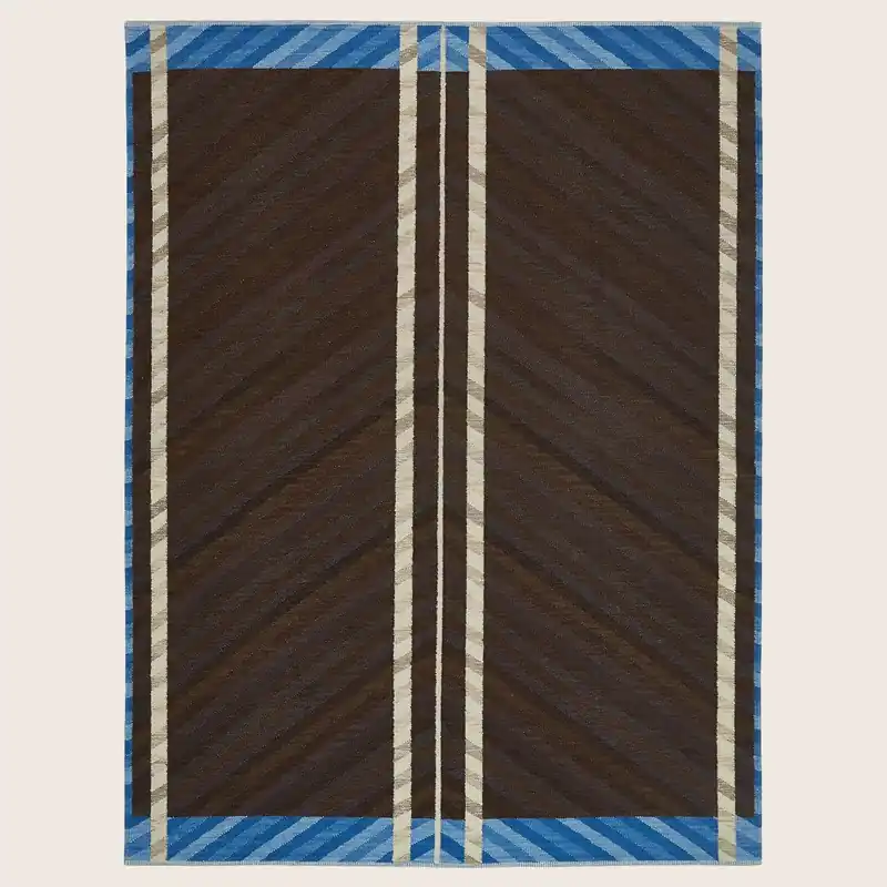 Brown Swedish Inspired Flatweave Wool Rug - 9' x 12'1"