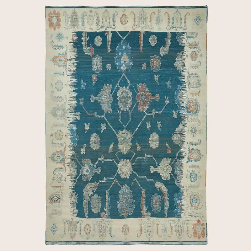 Blue Traditional Wool Rug - 12'4" x 18'