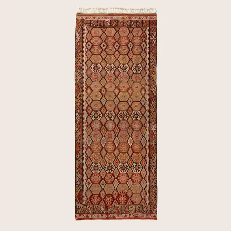 Red Vintage Flatweave Wool Runner - 5'9" x 14'4"