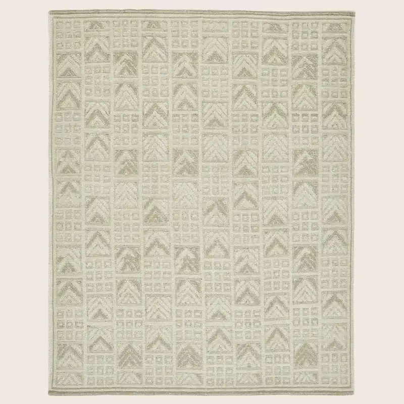 Beige Swedish Inspired Flatweave Wool Dhurrie Rug - 8’2” x 10’4”