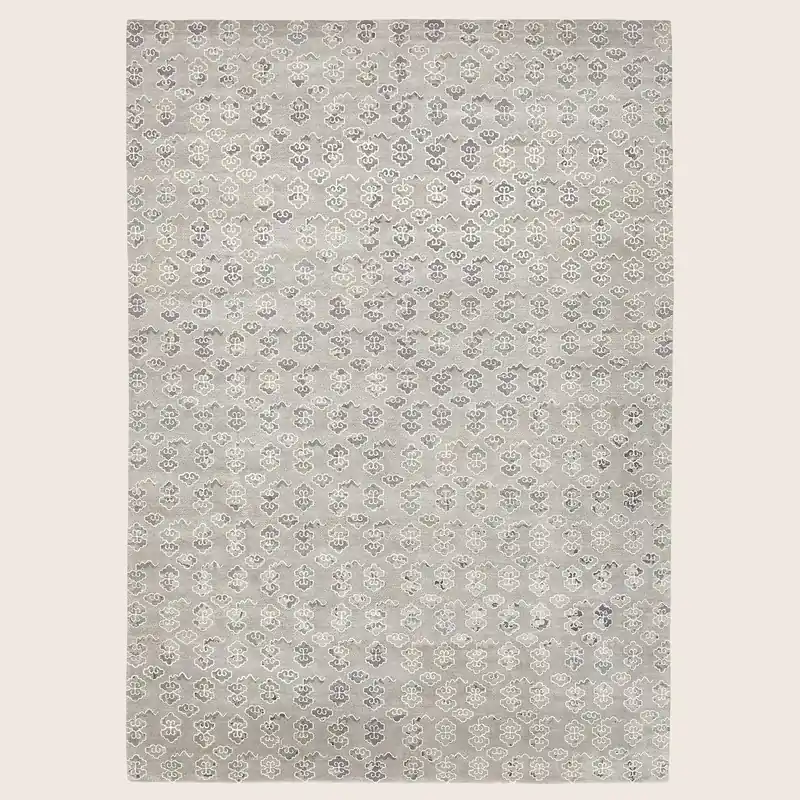 Grey Nu Vibrant Geometric Modern Tibetan Wool Rug - 10' x 14'