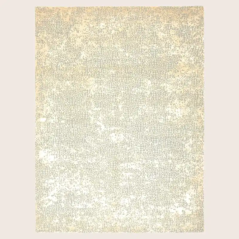 Beige Modern Tibetan Silk Wool Blend Rug - 9’ x 12’