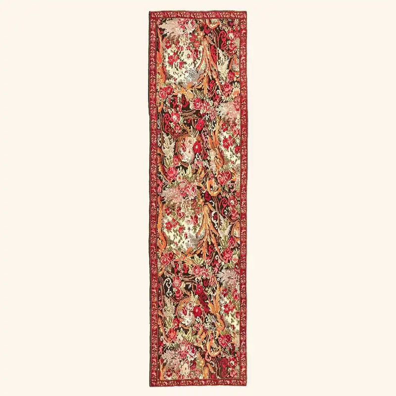 Multicolored Vintage Traditional Wool Runner - 3'9" x 14'