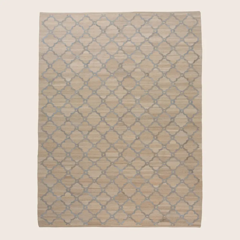Beige Flatweave Wool Rug - 9' x 12'