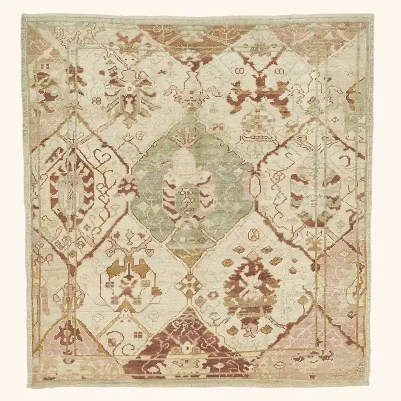 Beige Traditional Wool Rug - 8' x 8'8"