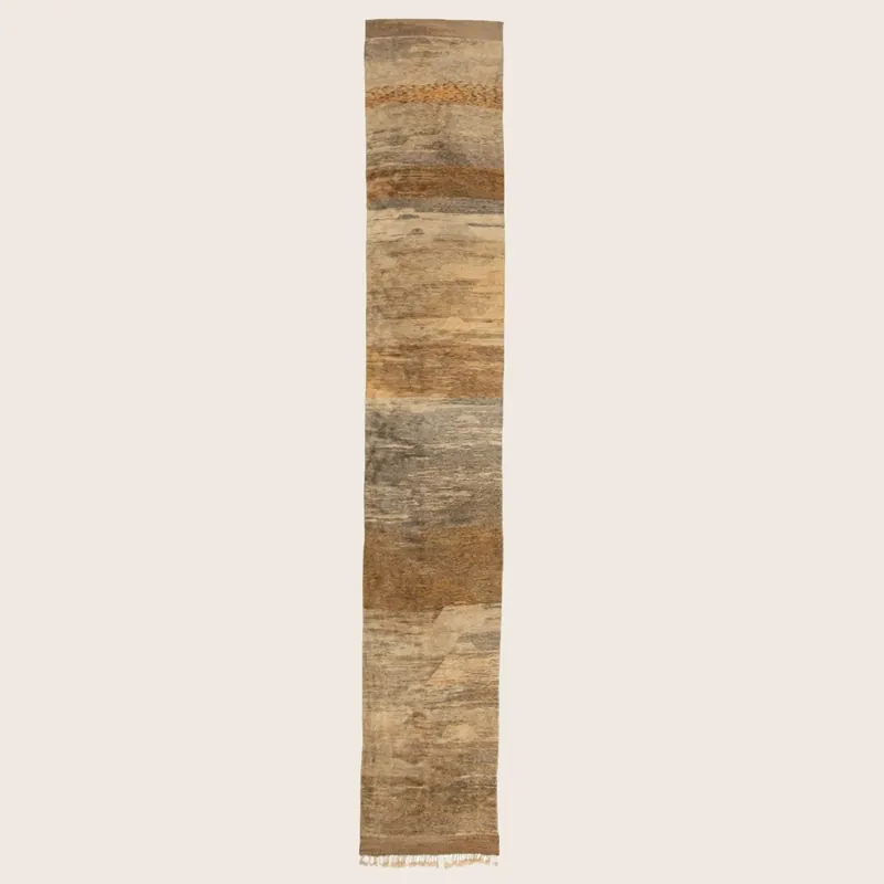 Brown Casablanca Moroccan Wool Runner - 4'7" x 28'