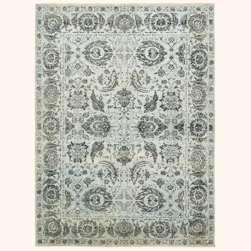 Blue Traditional Wool Rug - 9' x 12'