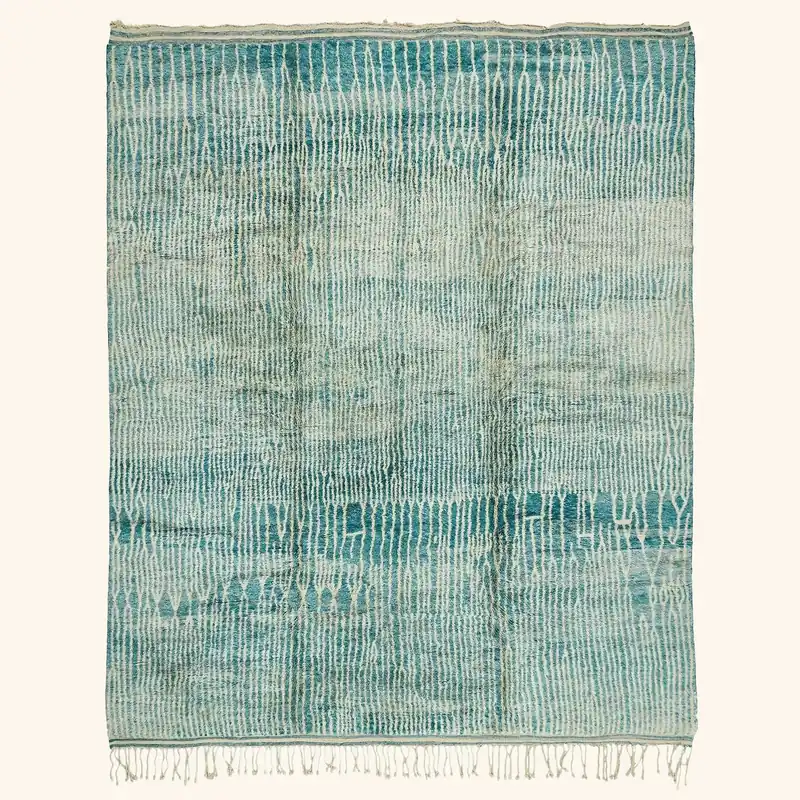 Blue Casablanca Moroccan Wool Rug - 11'10" x 13'9"