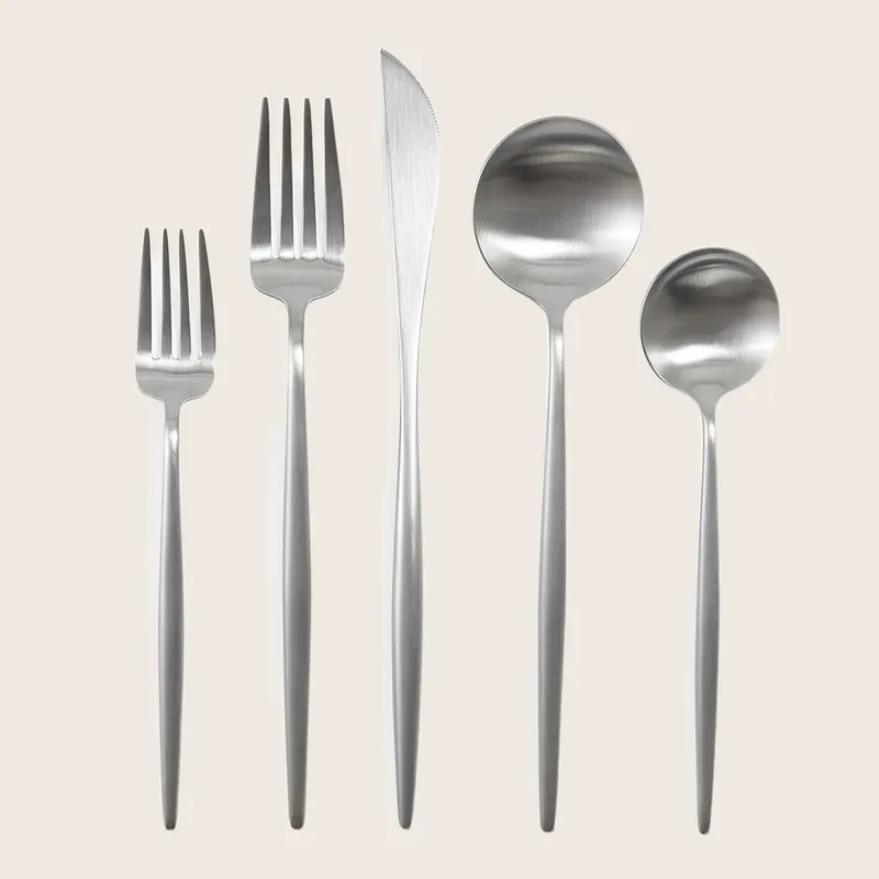 Moon 5-Piece Flatware Set Brushed Stainless Steel
