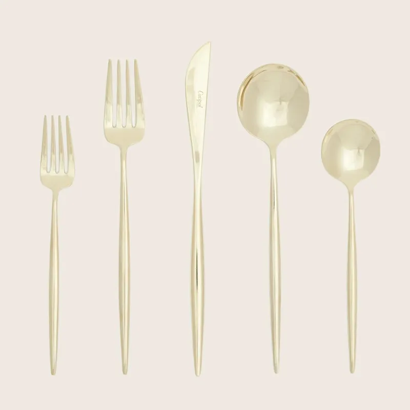 Moon 5-Piece Flatware Set Polished Champagne