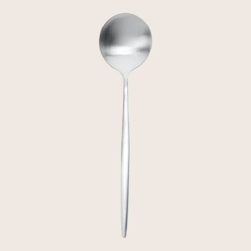 Moon Dessert Spoon Brushed Stainless Steel - Cutipol
