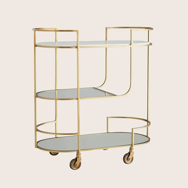 Curved Brass Bar Cart - Arteriors