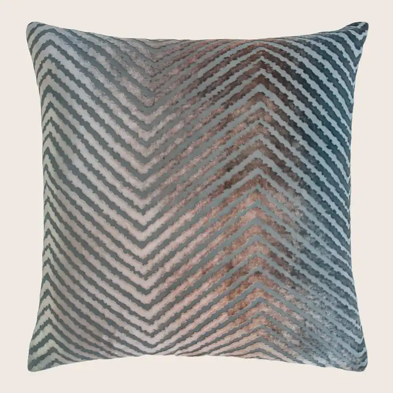 Chevron Velvet Throw Pillow, Gunmetal - Kevin O'Brien (Drop Ship)