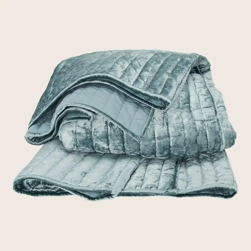 Channel Velvet Quilted Coverlet, Mineral - Kevin O'Brien (Drop Ship)