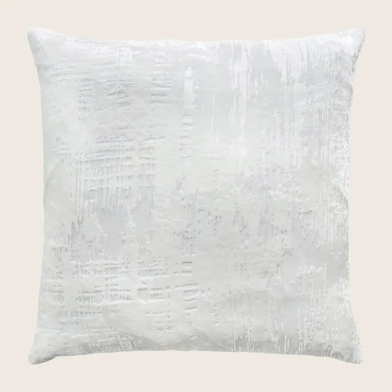 Brushstroke Velvet Throw Pillow, White - Kevin O'Brien (Drop Ship)