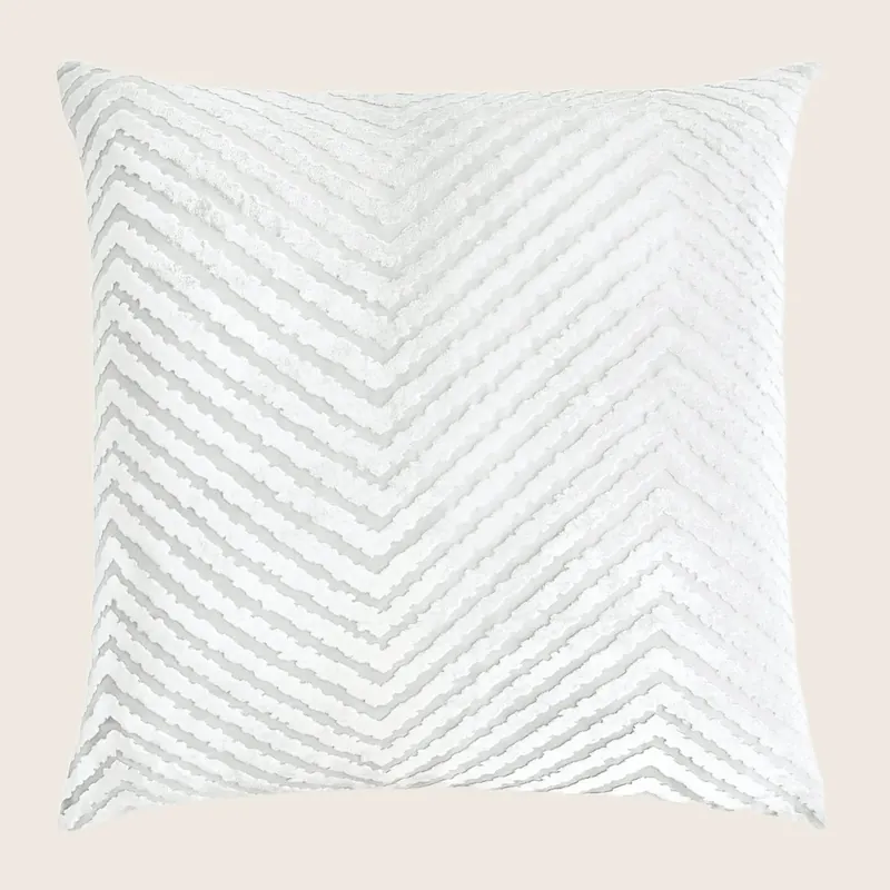 Chevron Velvet Throw Pillow, White - Kevin O'Brien (Drop Ship)