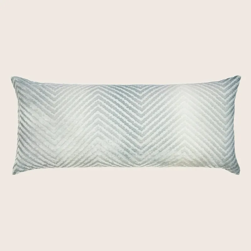 Chevron Velvet Boudoir Pillow, Mineral - Kevin O'Brien (Drop Ship)
