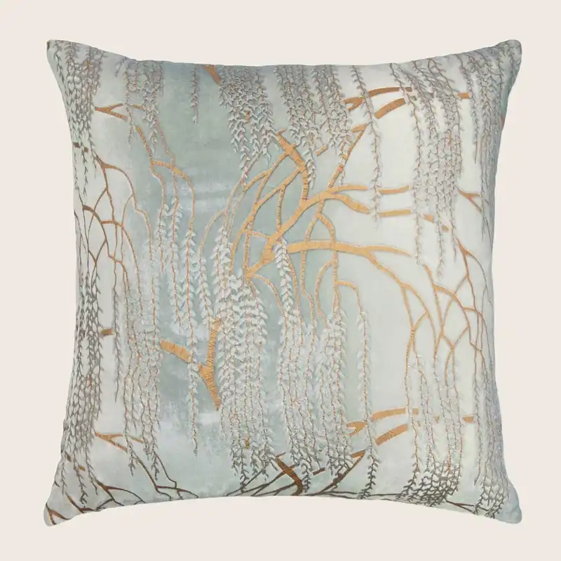 Metallic Willow Velvet Pillow, Mineral - Kevin O'Brien (Drop Ship)