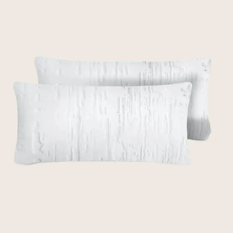Set of 2 Mini Brushstroke Velvet Pillow, White - Kevin O'Brien (Drop Ship)